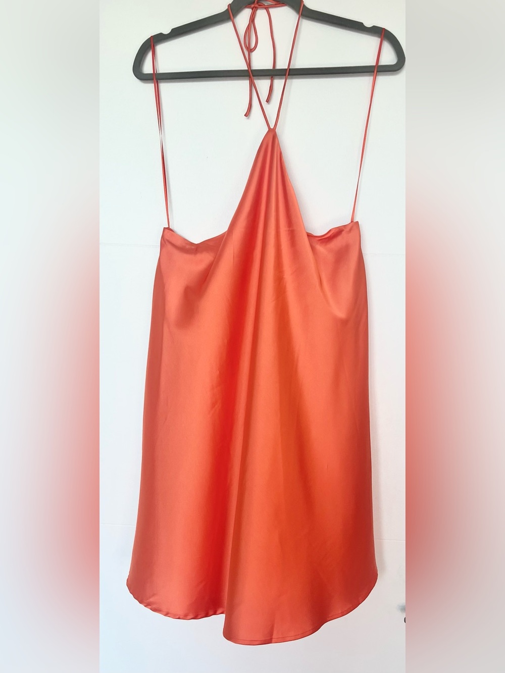 Fashion Nova Aldrin Satin Mini Dress M Orange Halter Open Back NWT
